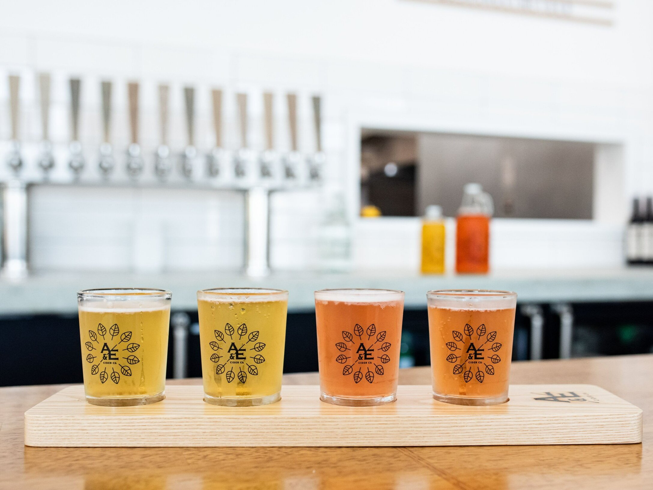 flight of Ash & Elm Cider at the Indy Tap Room