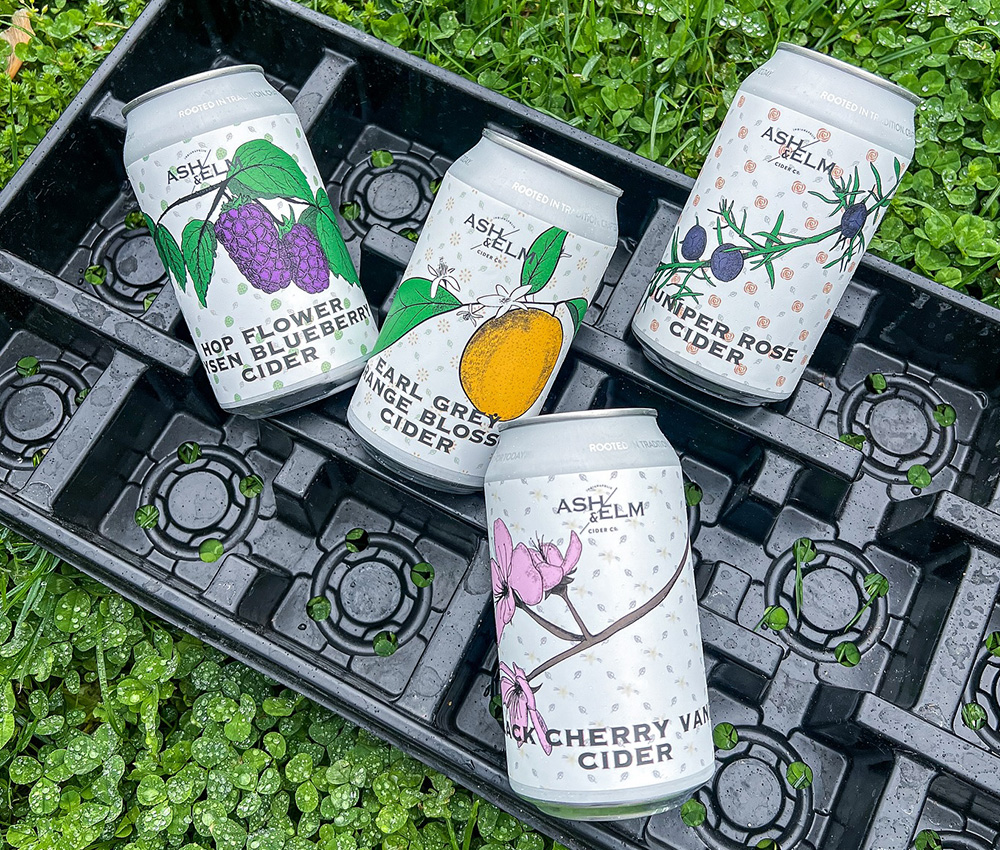 cans of Ash & Elm Mother's day ciders