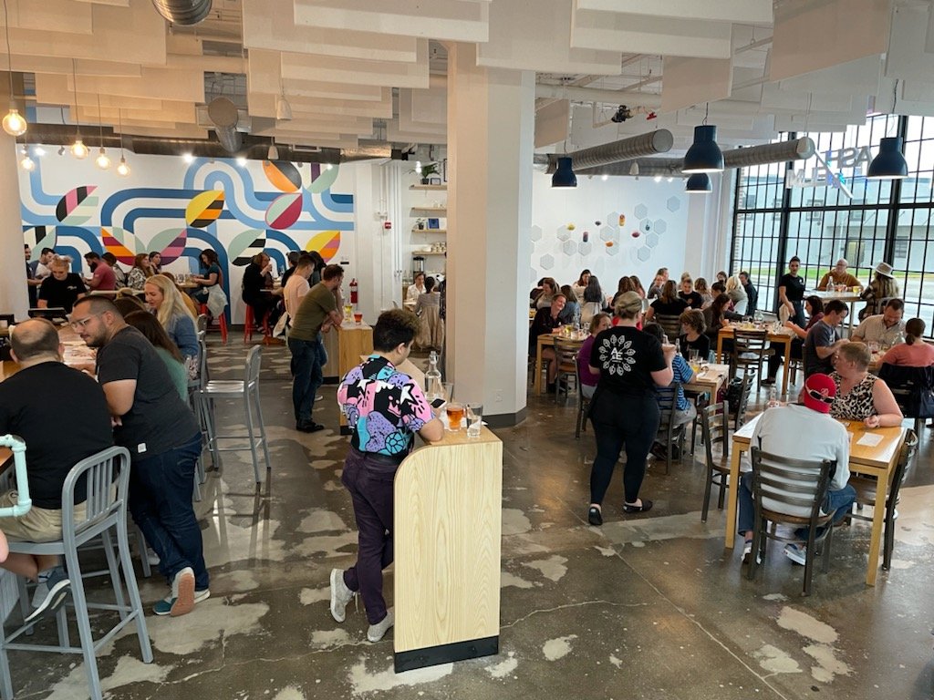 busy downtown Indy Ash & Elm taproom