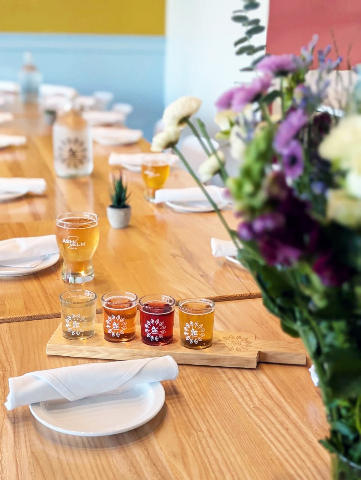 celebration table set at Ash & Elm Cider